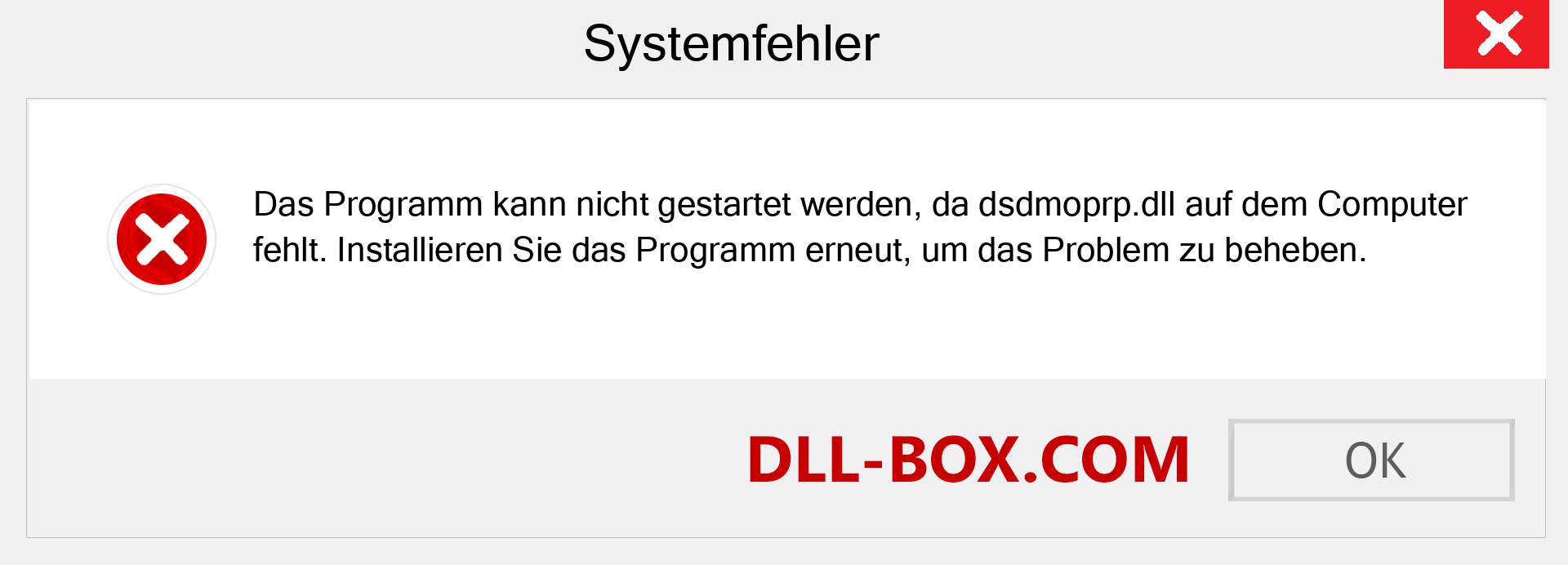 dsdmoprp.dll-Datei fehlt?. Download für Windows 7, 8, 10 - Fix dsdmoprp dll Missing Error unter Windows, Fotos, Bildern